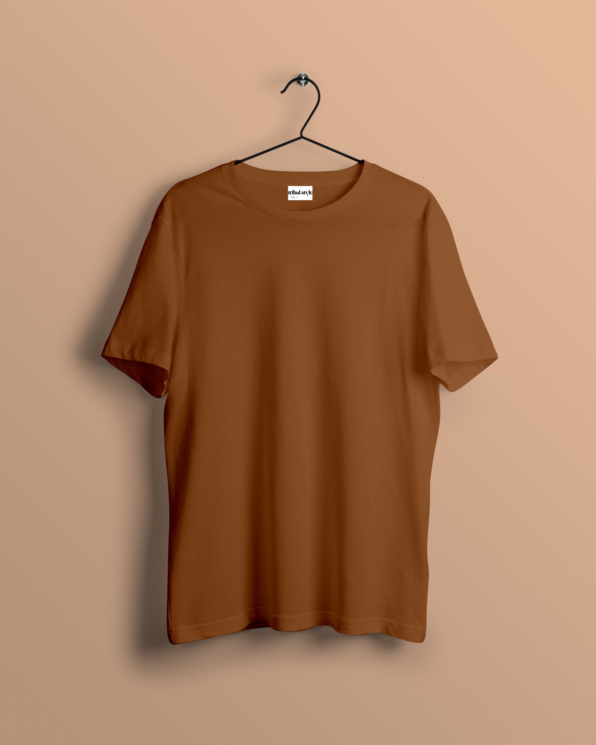 Crew Neck Solid Tshirt - Beige