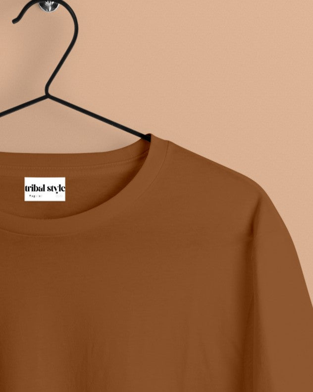 Crew Neck Solid Tshirt - Beige