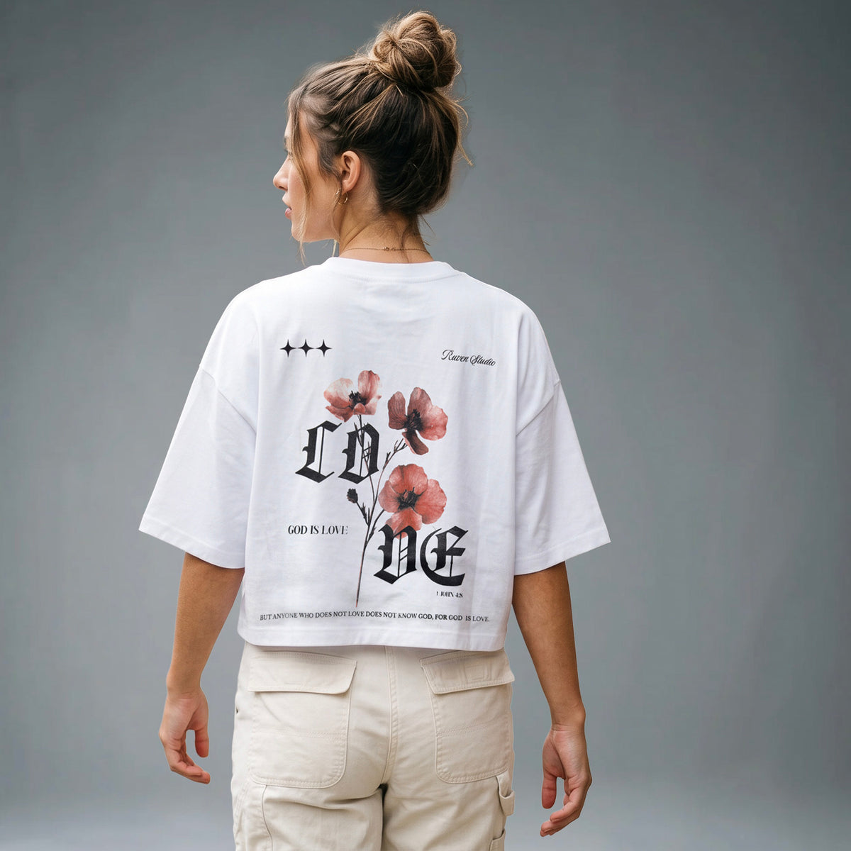 God is Love - Cropped Oversized Tshirt