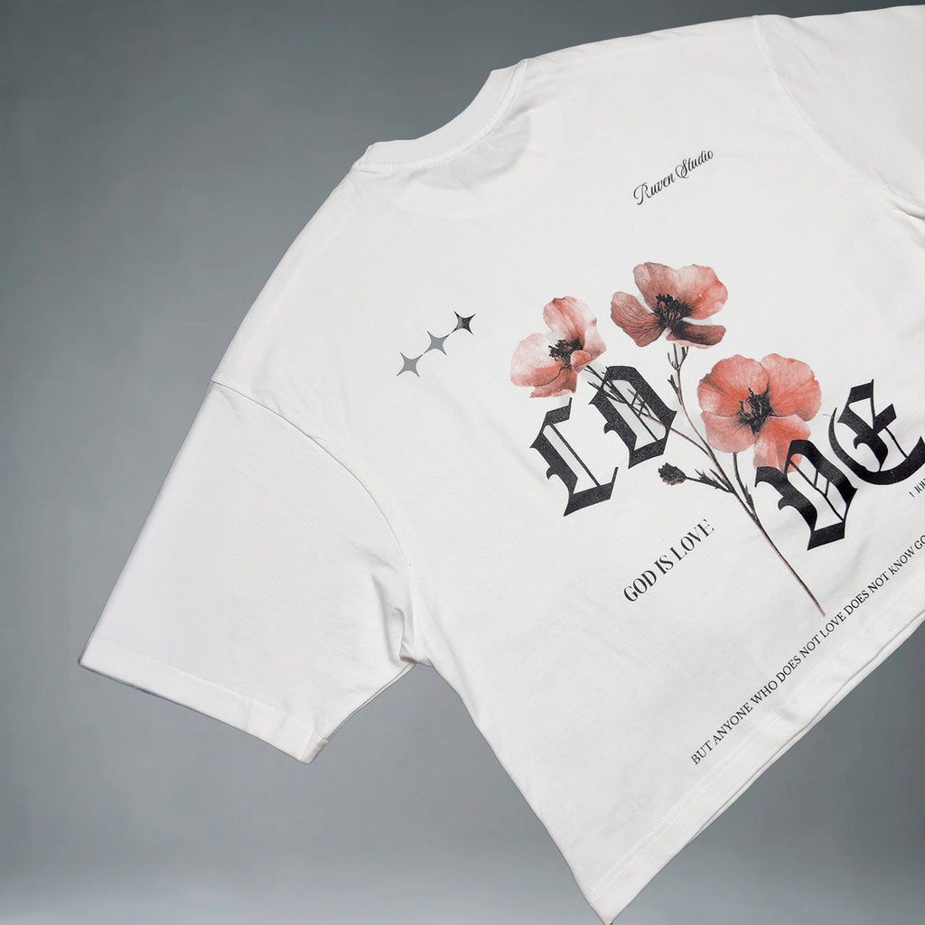 God is Love - Cropped Oversized Tshirt