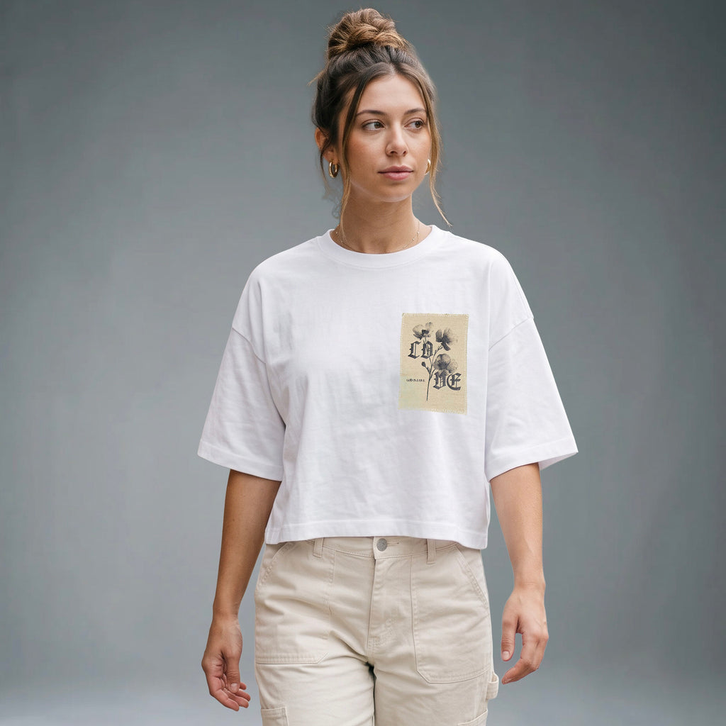 God is Love - Cropped Oversized Tshirt