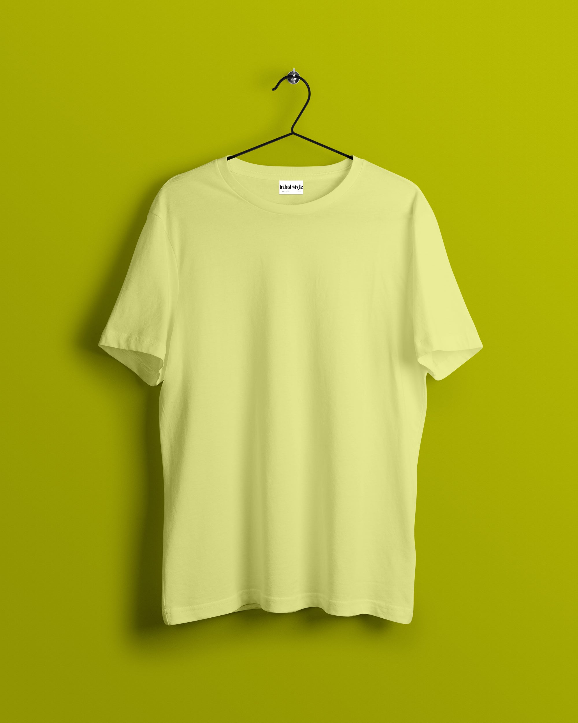 Crew Neck Solid Tshirt - Lime Yellow